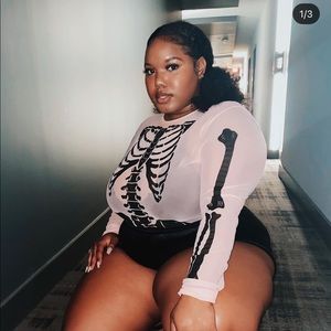 Halloween Sheer Skelton Bodysuit